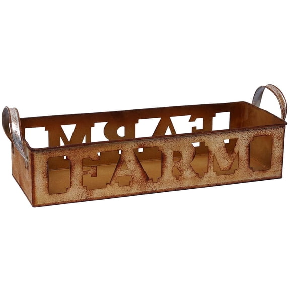 Hosley 15.9 Inch Rectangular Metal Planter, Brown Rustic Plant Pot for Indoor and Outdoor Home Decor, 15.9 x 5.5 x 4.6 Inches