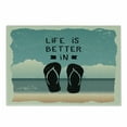 thumbnail image 1 of Flip Flop Cutting Board, Scribbled Hand Drawn Style Beach Sandals with a Message on Oceanic Background, Decorative Tempered Glass Cutting and Serving Board, Small Size, Multicolor, by Ambesonne, 1 of 1
