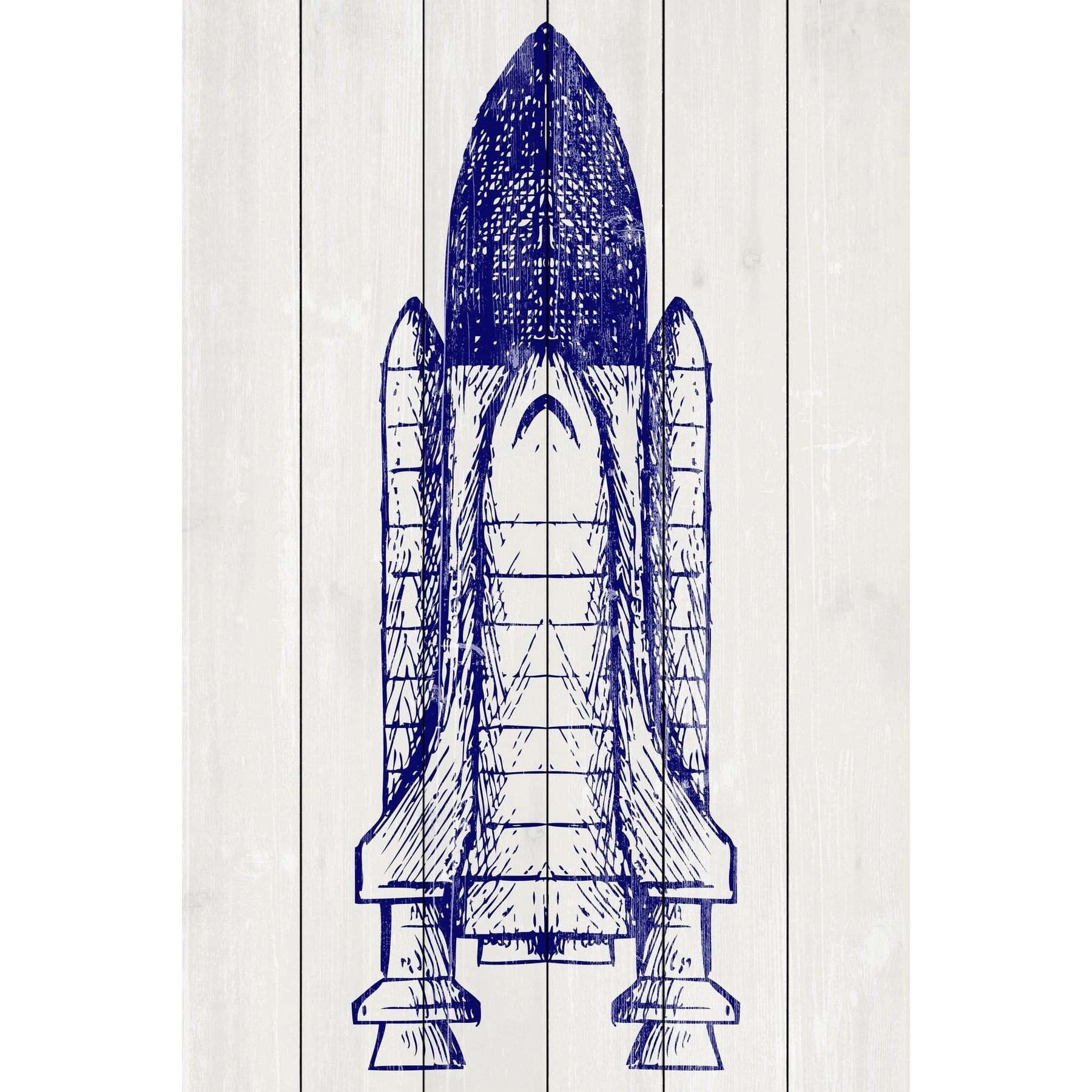 Space Shuttle Painting Print on White Wood