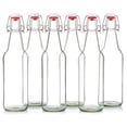 thumbnail image 1 of facefd 6PCS Clear Glass Beer Bottles for Home Brewing with Easy Wire Swing Cap, 1 of 6