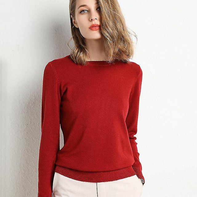 Nouveau Femmes Automne Hiver Vêtements Solide Col Rond Pull Pull Manches Longues Pulls Tricot Chemise Femmes Tops