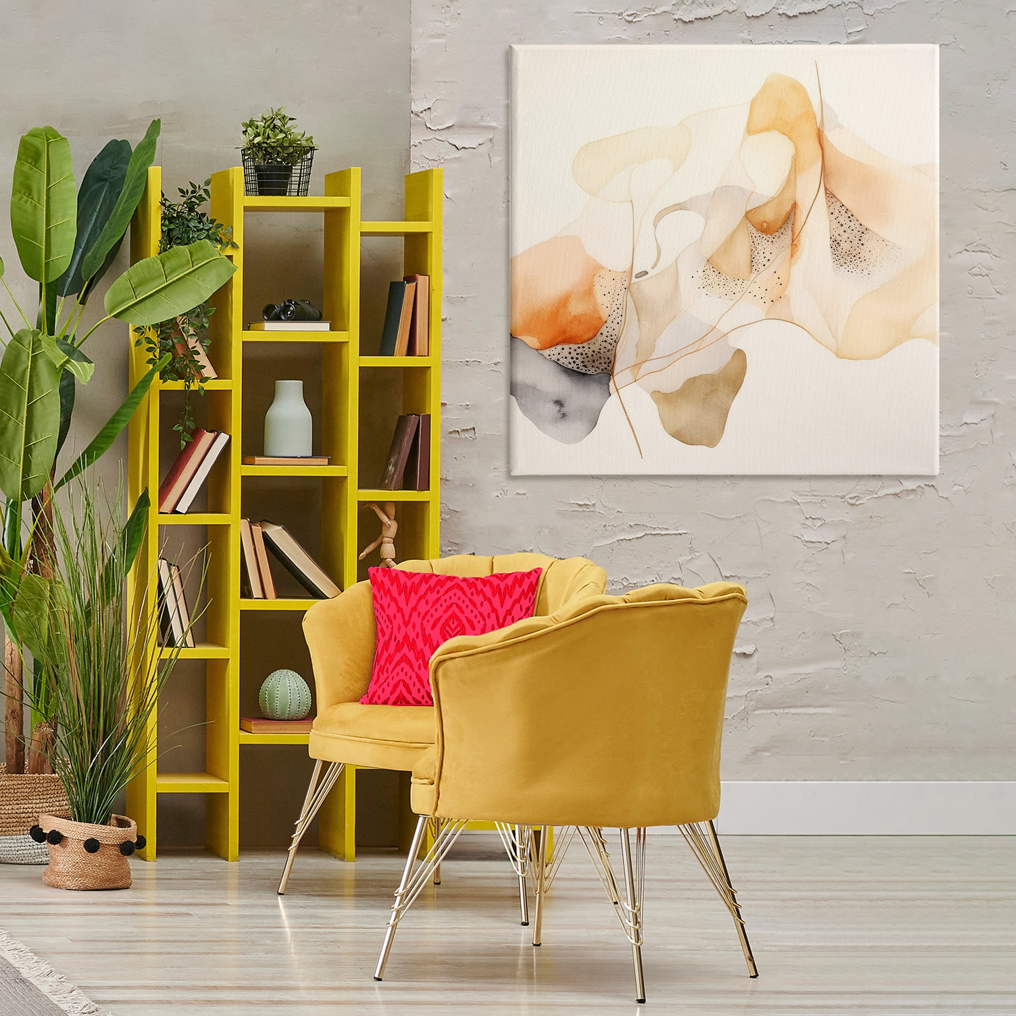 Stupell Industries Blush Fluid Abstraction Abstract Painting Gallery Wrapped Canvas Art Print Wall Art, 36 x 36