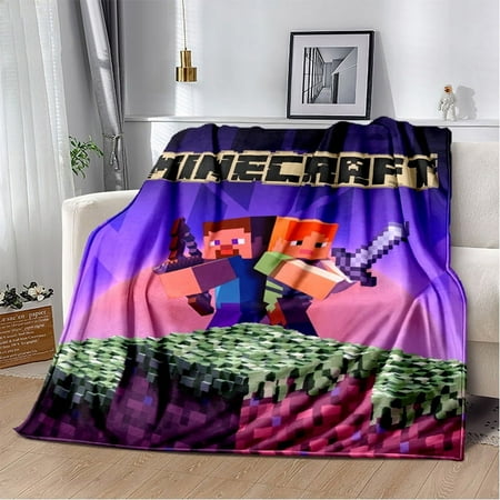 Soft and Warm M-Minecraft Blanket Featuring My World Sandbox Game Characters 3D Print Fleece Throw Blanket