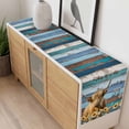 thumbnail image 4 of Sunflowers Cow Table Runner - 48 Inch Long, Kitchen Dining Table Runner Dresser Scarves, Blue Brown Wooden Blank Cabin Retro Farmhouse Decor for Coffee Tables Wedding Party Banquet, 4 of 8