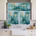 thumbnail image 2 of Bohemian Floral Texture Curtain Valances Set Blue Yellow Ethnic Retro Kitchen Curtains 36&nbsp;inch Length Rod Pocket Valance and Tiers 3 Piece Set Small Bedroom Bathroom Laundry Decor, 2 of 9