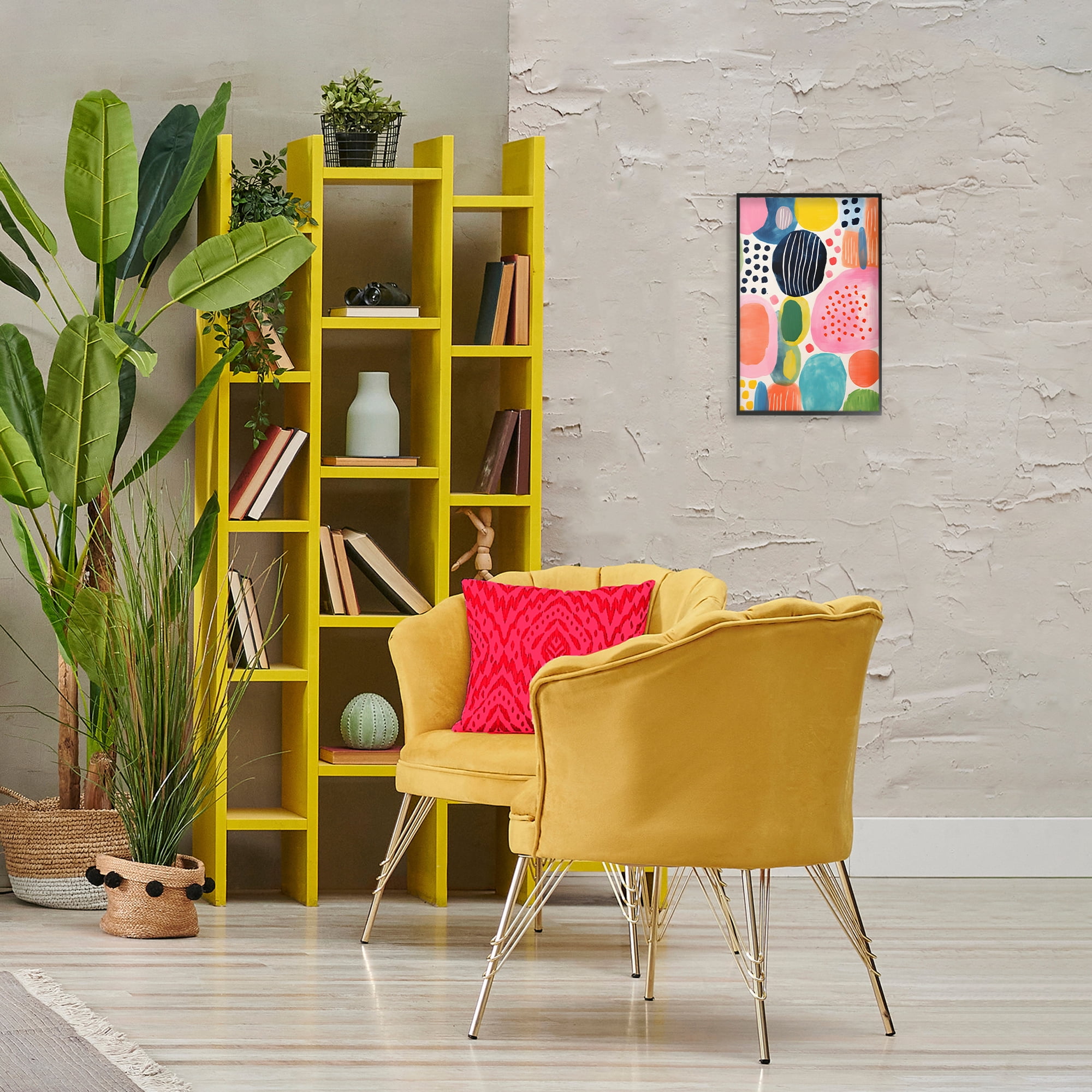 Stupell Industries Whimsical Patterned Shapes Abstract Painting Black Framed Art Print Wall Art, 12 x 18