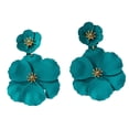 thumbnail image 4 of Pendientes colgantes de flores, pendientes de pétalos florales, pendientes colgantes para vacaciones, mujeres, niñas, joyería del día de San Valentín, Verde, 4 of 8
