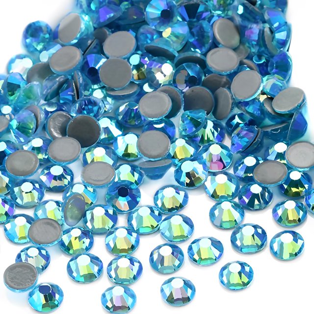 Jollin Hot Fix Crystal Flatback Rhinestones Cristal Diamantes Gemas 0.283 in (34ss 288 piezas Aguamarina AB)