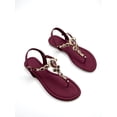 thumbnail image 5 of Women Rhinestone Decor Ankle Strap Thong Sandals  Glamorous Summer Flat Sandals, 5 of 7