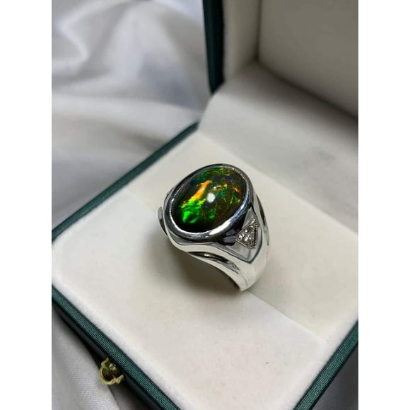 Luxury Opal Men's Ring, Natural Black Opal Men's Ring, 925 Sterling Silver Men's Ring, Opal Men Ring, Men's Jewelry, Ring For Husband,