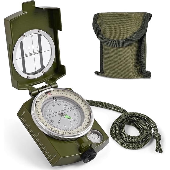 TAETOE Orienteering Compass with Strap and Carrying Case, Green