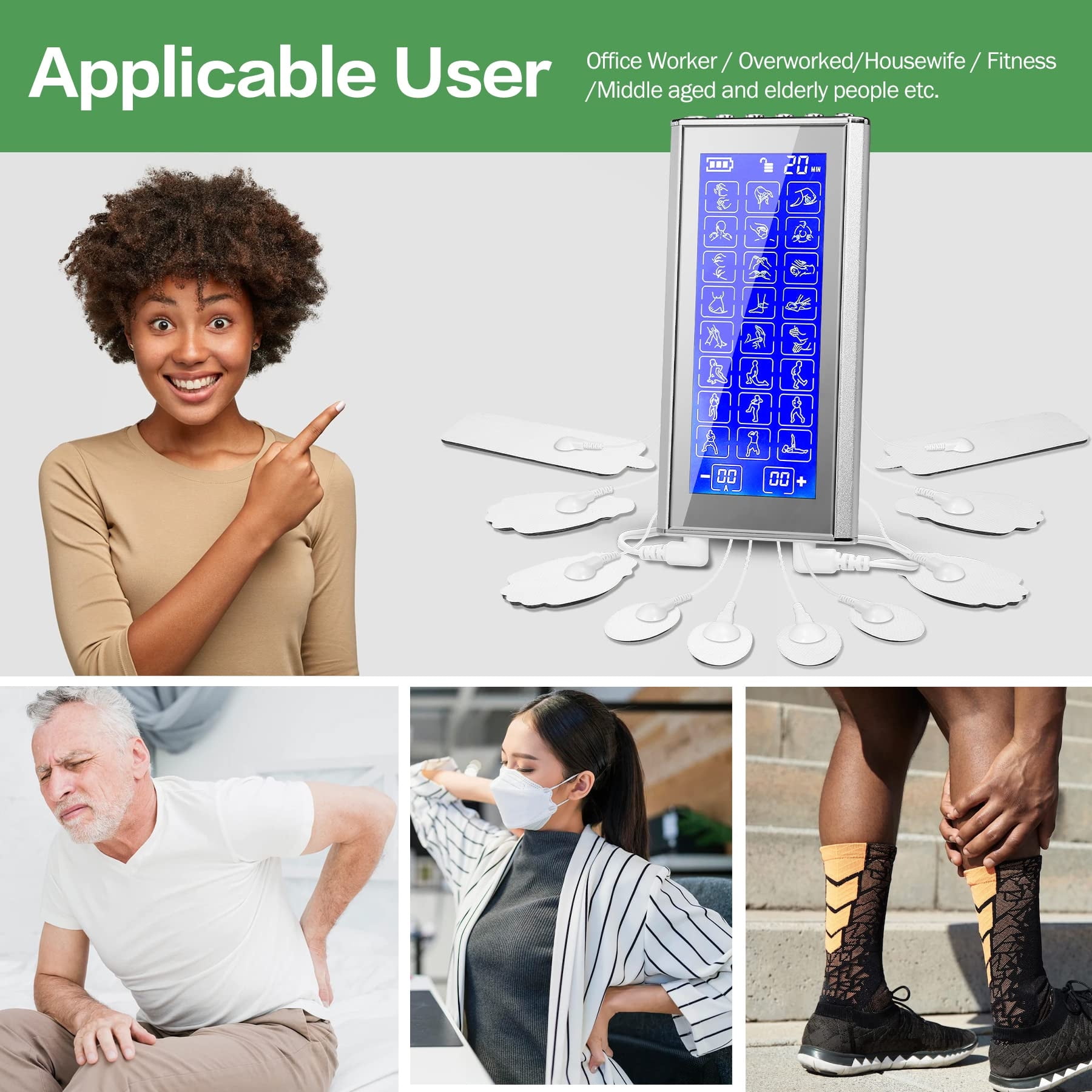 Ulaif Tens Unit Muscle Stimulator Pulse Massager Combination, Best  Professional Portable 22 Modes Electronic Pulse Massager, Pain Relief,  Rechargeable