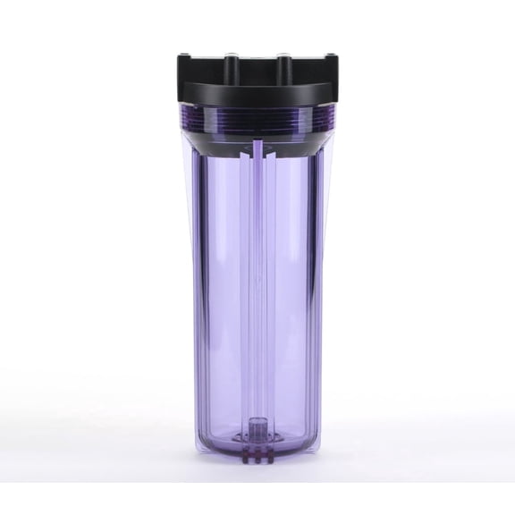 Hydronix HF3-10CLBK34, 10" Clear Housing with Black Rib Cap For RO & Filtration Systems, 3/4" Ports