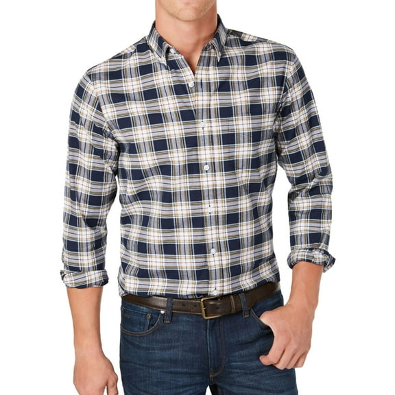 Club Room Mens Connery Button Up Shirt, Blue, Small
