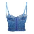 thumbnail image 3 of GaThRRgYP Women Jean Camisole Sleeveless Shirts,Nail Bead Bra Shaping New Short Style Open Navel Suspended Tank Top for Women Blue 36B, 3 of 4