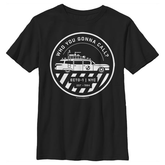 Boy's Ghostbusters Ecto-1 Wagon Logo Graphic Tee Black Small
