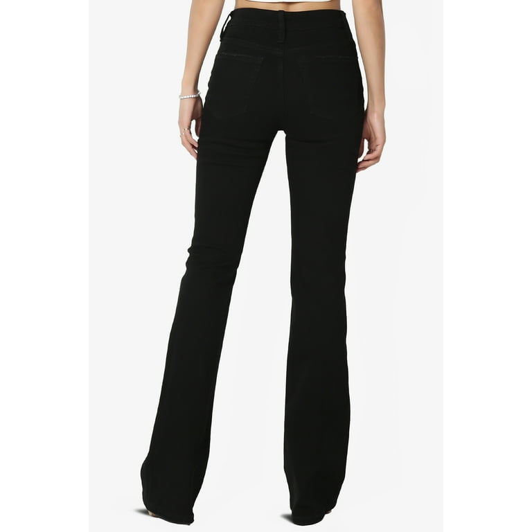 TheMogan Women's TALL Mid Rise Bootcut Jeans Black Basic 5 Pocket