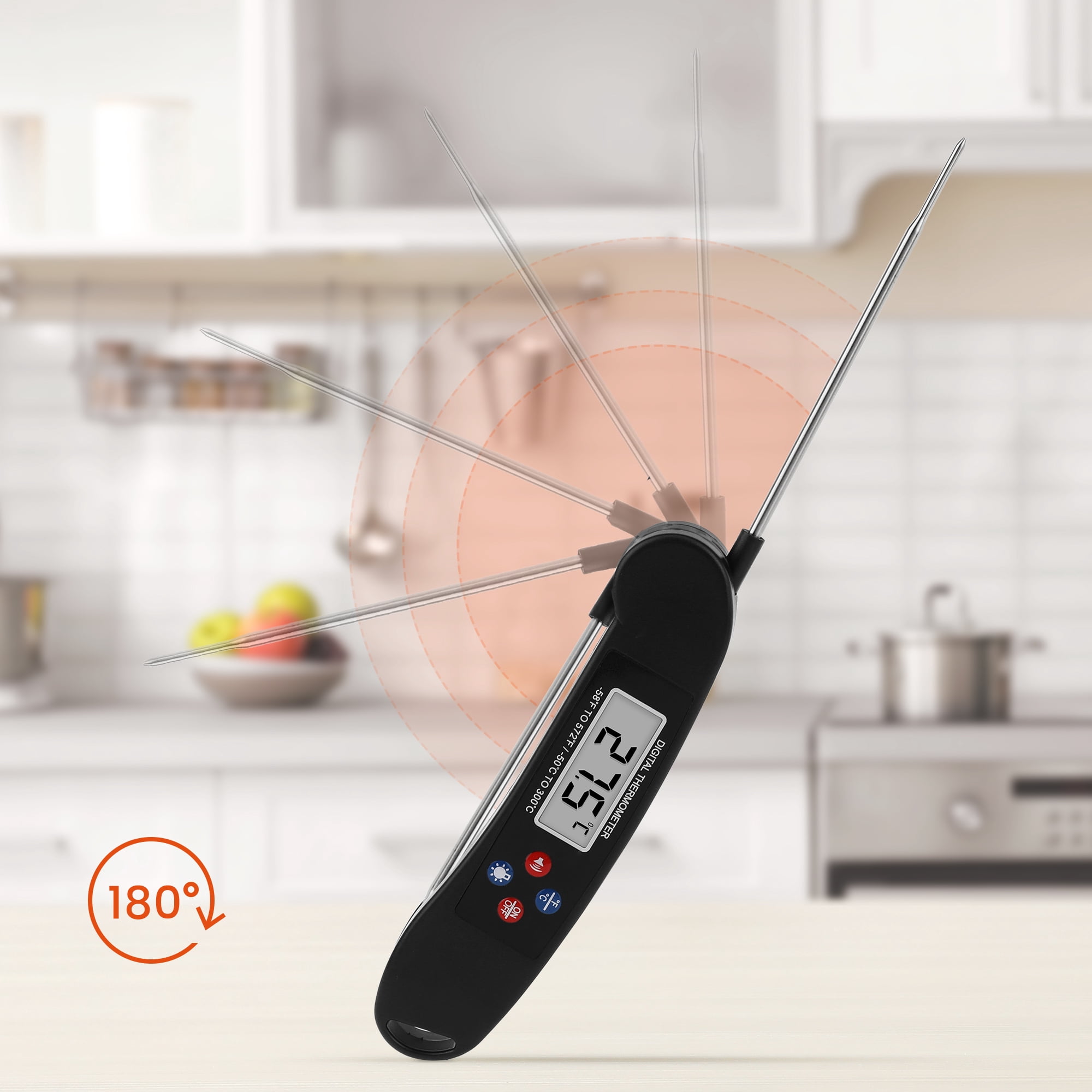 Unique Bargains Durable Digital Meat Thermometer for Home and Kitchen Black 6.1x1.5x1 In