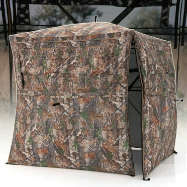 Spaco Hunting Blind 360 Degree One-Way See-Through Ground Blind for 2-3 Person, Camping Tent for Hiking Traveling
