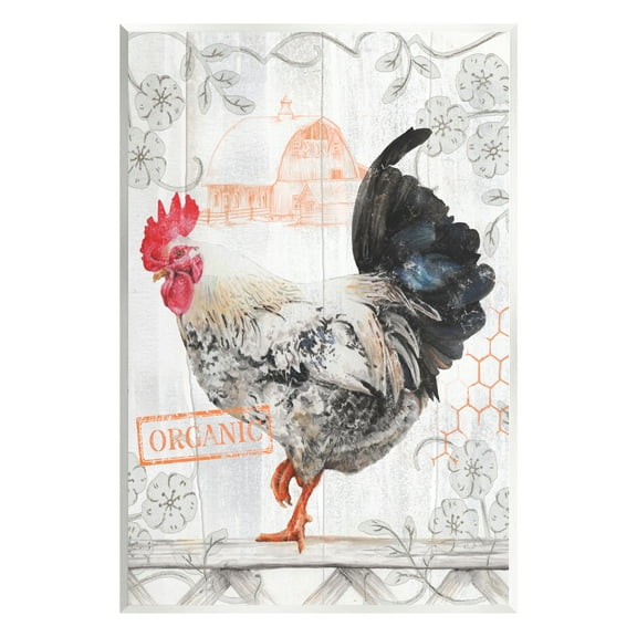 Stupell Industries Organic Pattern Rooster Animals & Insects Painting Unframed Art Print Wall Art, 10 x 15