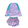 thumbnail image 2 of Bellafa Toddler Girls Rash Guard Bathing Suit Mermaid Long Sleeve Two Piece Swimsuit with Shorts UPF 50+ 3-9 Years Summer Beachwear, 2 of 8