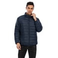 thumbnail image 2 of FANNYC Men's Packable Puffer Jacket Lightweight Casual Coat Winter Warm Down Bubble Coat Water-Resistant Windshield Outwear Jacket,Black/Blue, 2 of 7