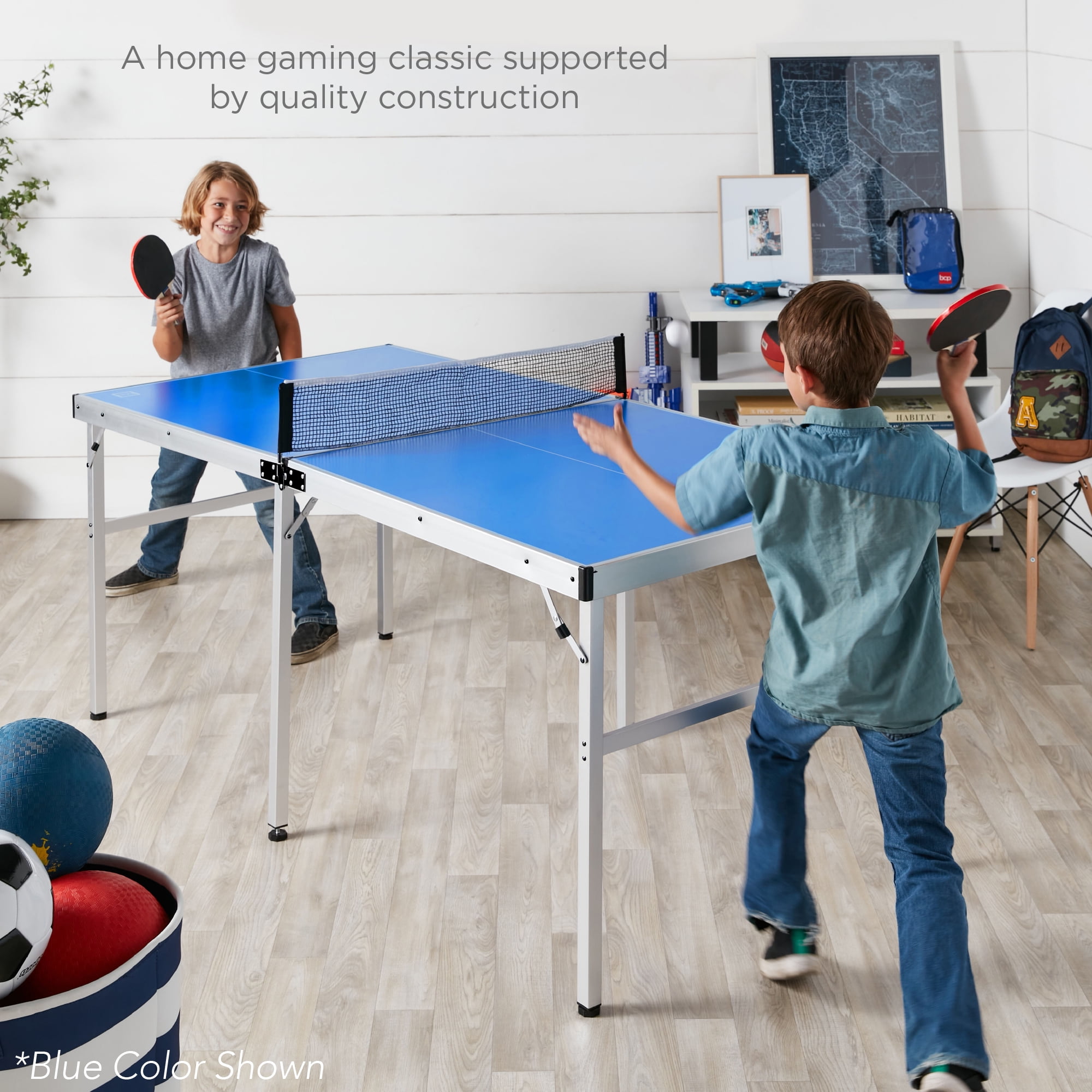 Best Choice Products 6x3 Foot Portable Ping Pong Table, Folding Mid-Size Indoor Outdoor Table Tennis Set - Black