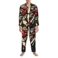thumbnail image 3 of Lsque Red Mushrooms Pattern Long Sleeve Pajama Set for Men - Soft 2-Piece Sleepwear and Loungewear Set with Pockets, Comfy Nightwear-Medium, 3 of 7