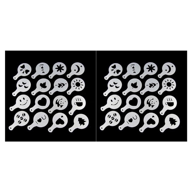 kurtrusly 16 Pieces/Set Plastic Coffee Stencil Portable Reusable Professional Replacement Drink Shop Template Mold Decorating Tool Shown as Picture 2Set