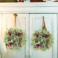 thumbnail image 5 of Guvpev 6 Pcs 9.2" Mini Christmas Wreaths for Cabinets Small Wreath Kitchen with Ribbon Christmas Decorations Candle Rings Red Berry Pine Cone Wreaths for Windows Farmhouse Xmas Decor Table, 5 of 9