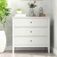 thumbnail image 6 of Superjoe Large White 3 Drawer Dresser with Fluted Panel, Modern Chest of Drawers with Silent Slide Drawers for Bedroom, Living Room, Hallway, 6 of 7