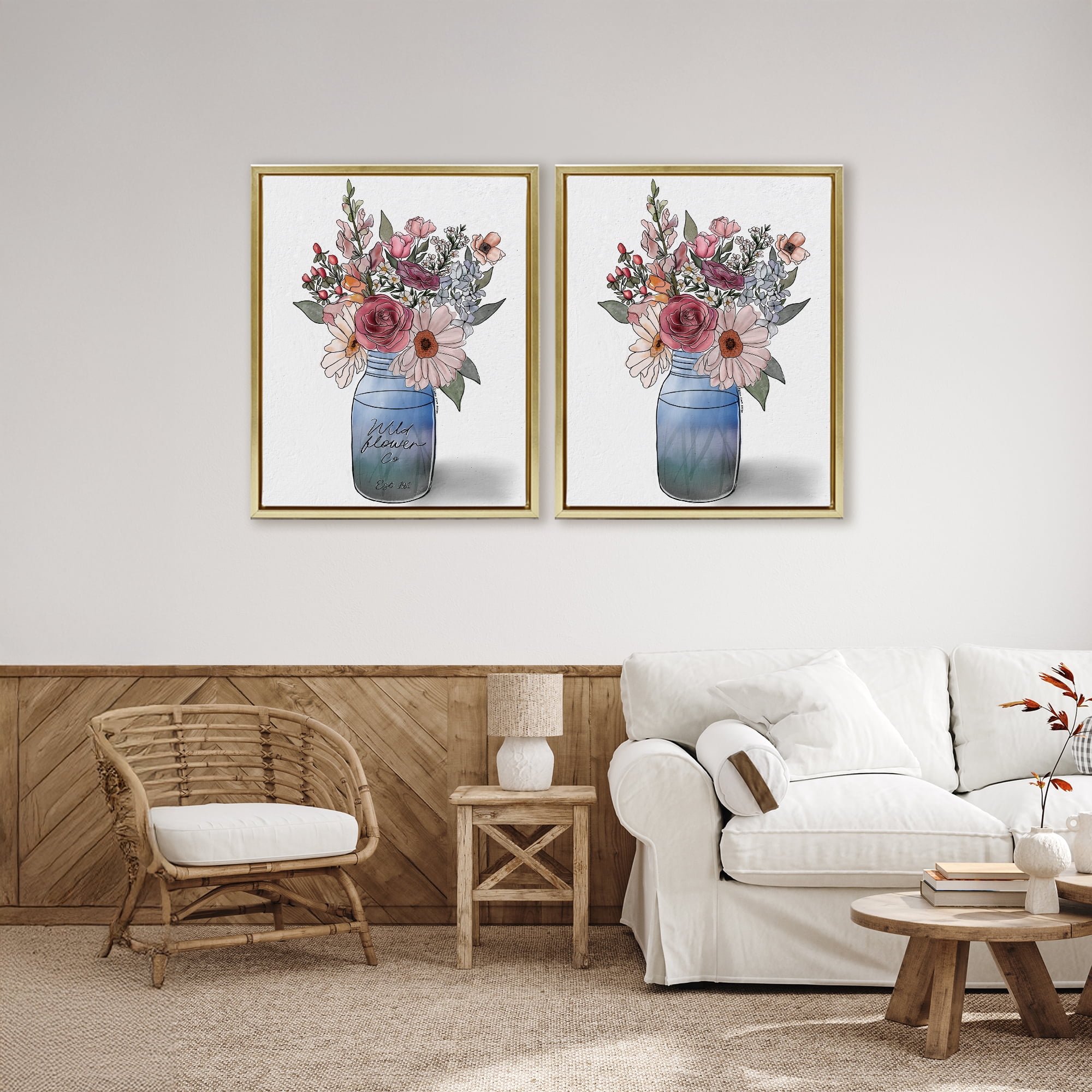 Stupell Industries Farmer's Market Vases 2 Piece Gold Framed Floater Canvas Set, design by Alisha Kiara Design