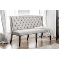 thumbnail image 2 of Benjara Stylish Long bench with tufted back- ivory, 2 of 11