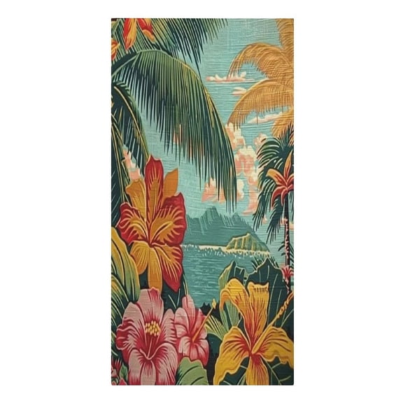RKSupls Vintage Tropical Beach Microfiber Beach Towel Absorbent Compact Towels for Swimming Pool Beach Travel Things for Vacation Essentials Adult Gift,61.4×30.3Inch