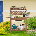 thumbnail image 2 of Renwick Rolling Garden Potting Bench with Sliding Tabletop & Open Storage Shelf, Brown, 2 of 9