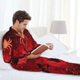 thumbnail image 5 of KLL Black Spider Web With Spiders Sleepwear Mens Flannel Pajamas,Long Cotton Pj Set, 5 of 7
