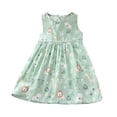 thumbnail image 1 of XASZHN Robe d'Été Décontractée pour Enfants Robe d'Été pour Filles Robes de Princesse Décontractées Sans Manches Imprimé Floral Robe de Plage en Coton pour Enfants Verte 5-6 Ans Robes d'Été Décontractées pour Filles, 1 of 5