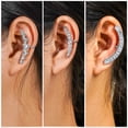 thumbnail image 2 of Pendientes de moda JeenMata de 3 Pares con diseños en espiral y adornos de diamantes de Imitación en baño de oro blanco, 2 of 5