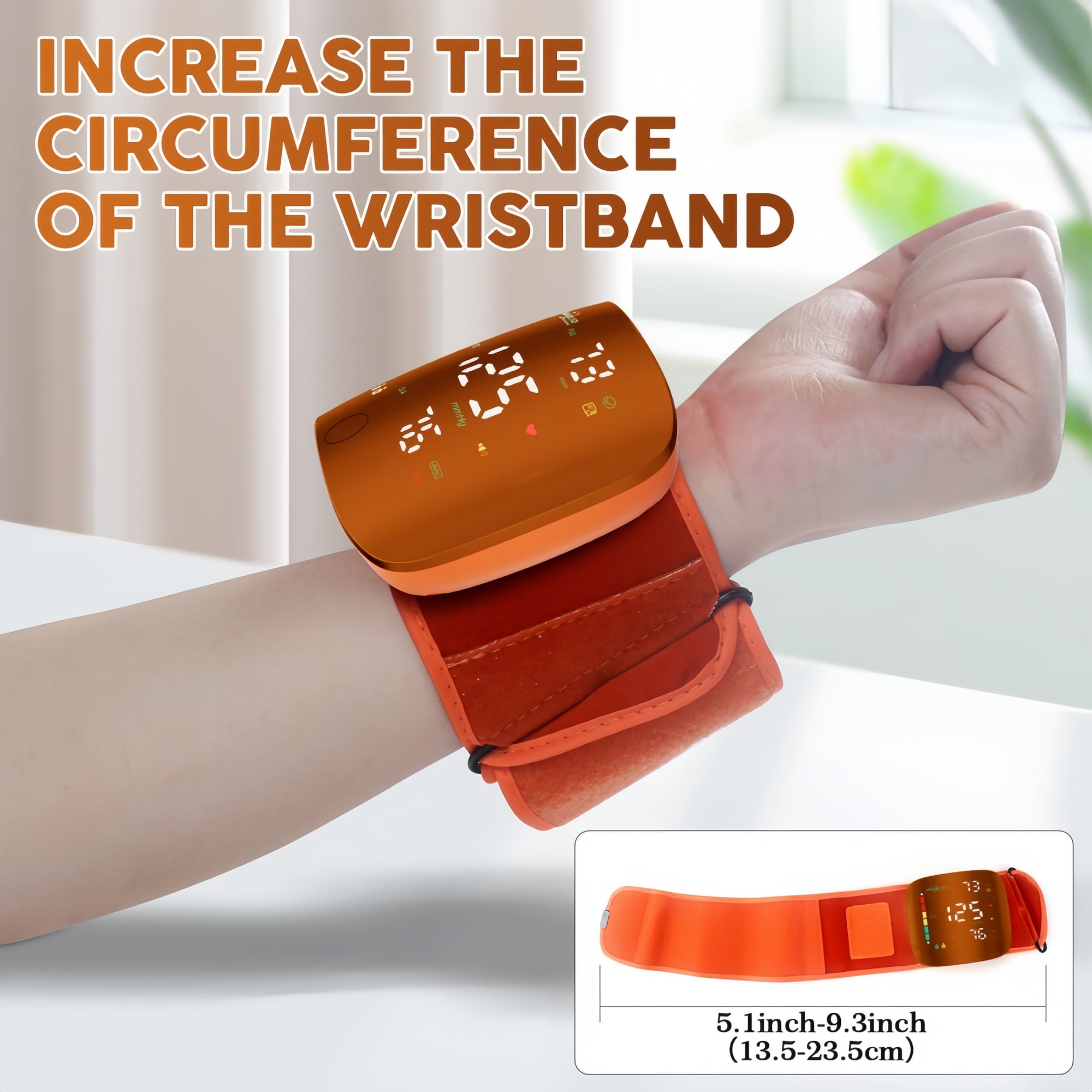 Ziqing Accurate Wrist Blood Pressure Monitor - One-Button Operation, Adjustable Wrist Cuff, Large LED Display, 198 Reading Memory Storage, Rechargeable BP Monitor for Home & Travel - Orange