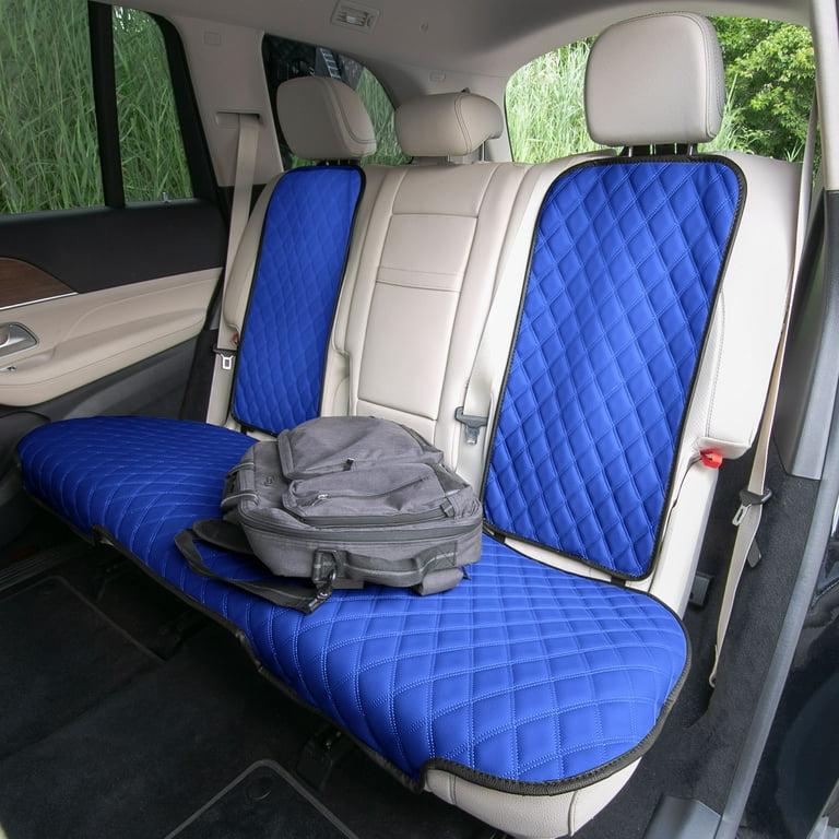 FH Group Universal Fit Faux Leather Car Seat Protectors Non Slip Backing Rear Set Blue