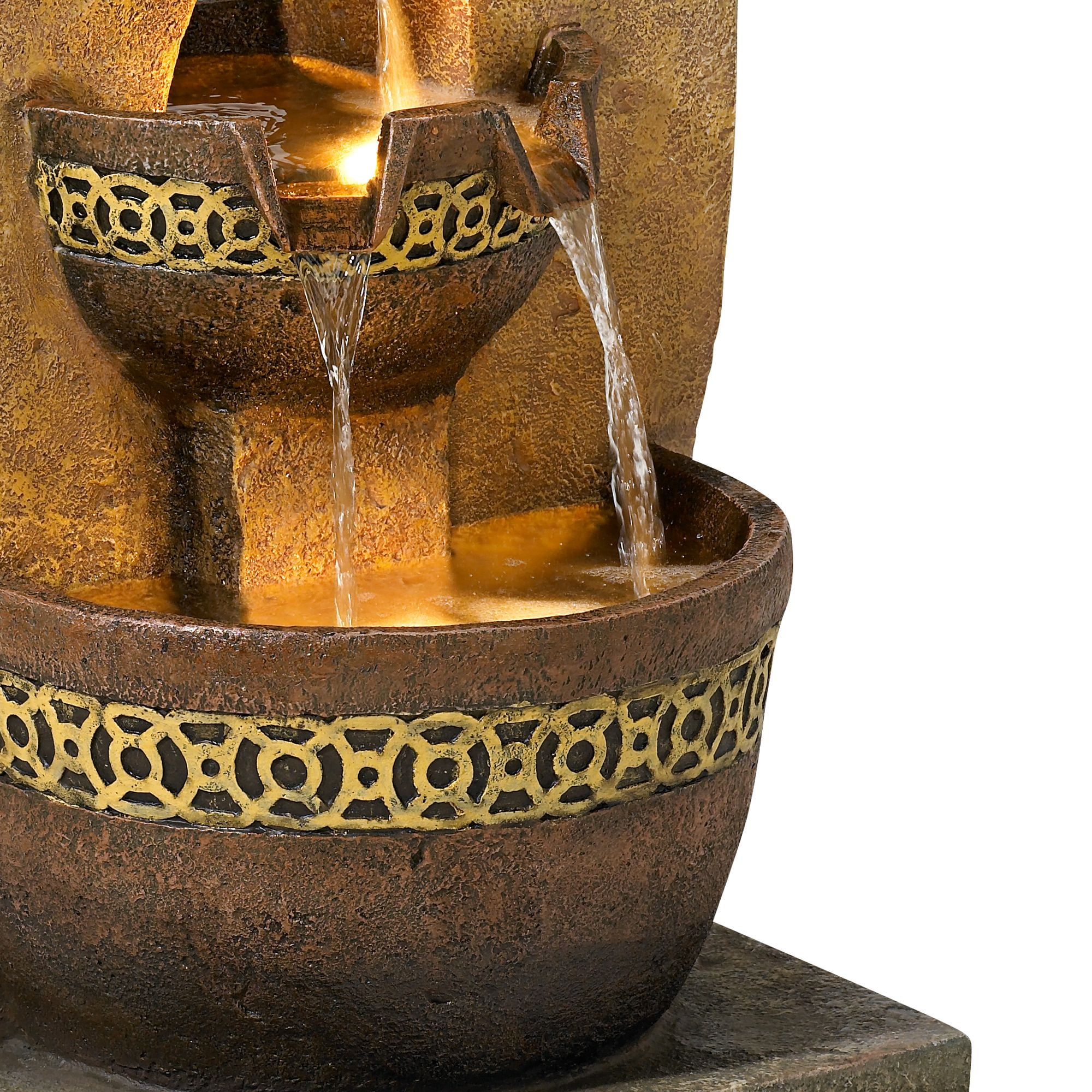 Four Bowl 41 1/2" High Large Zen Indoor Outdoor Decor Faux Stone Floor Fountain with Light LED Cascading