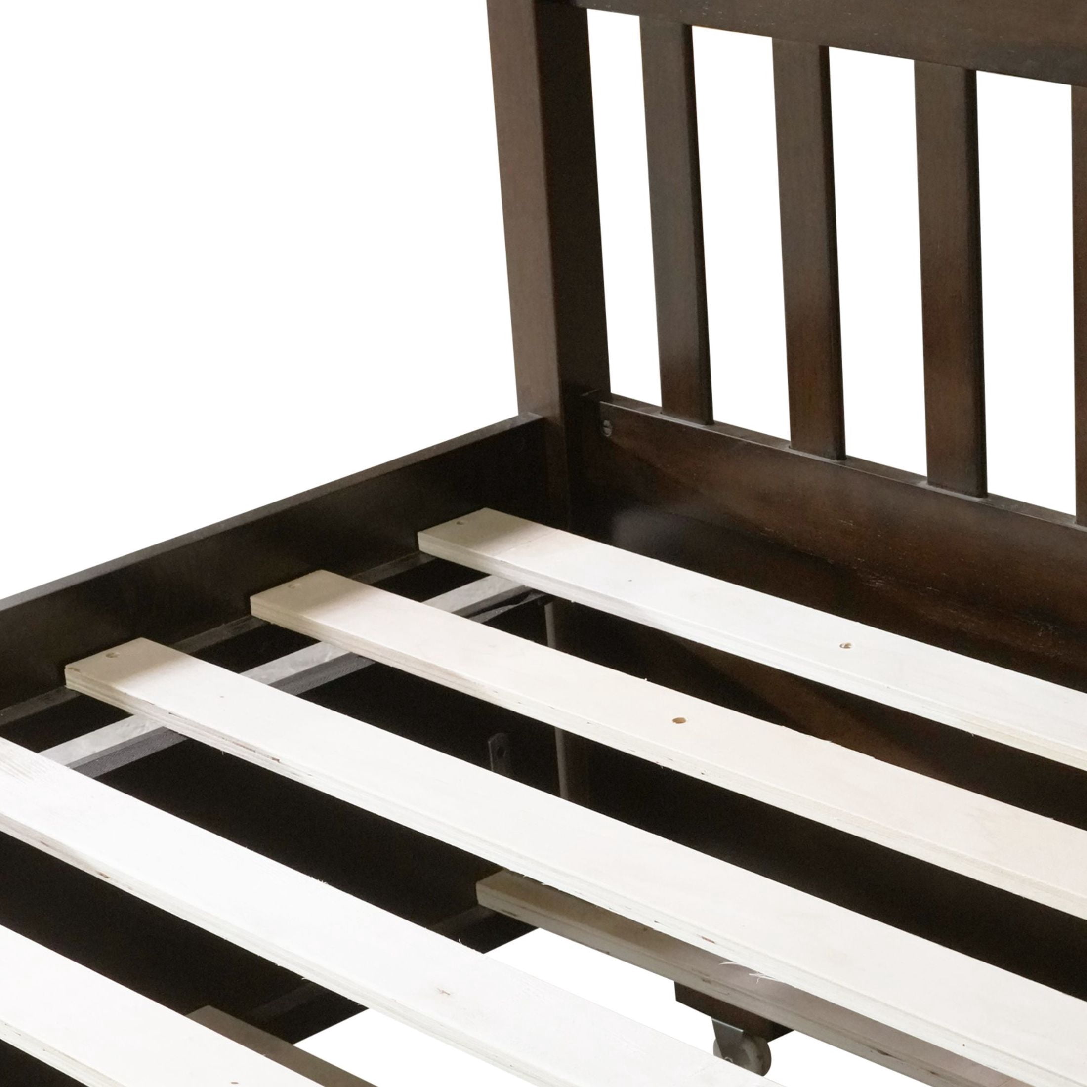Noble House Full Over Full Rubber Wood Bunk Bed, Convertible Design with Ladder, Guardrails & Twin Trundle, Espresso