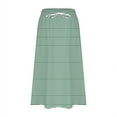 thumbnail image 5 of Striped Skirts for Women Midi Trendy Summer a Line Flowy Knee Length Skirt Drawstring Elastic High Waist Loose Skirt with Pockets Green S, 5 of 5