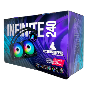 Iceberg Infinite 240 high-Performance Gaming PC aRGB Liquid Cooling, Water Cooler for CPU Intel or AMD with 240mm Radiator and Two RGB 120mm Fans (Black)