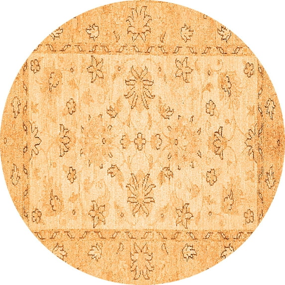 Ahgly Company Indoor Round Oriental Orange Traditional Area Rugs, 8' Round