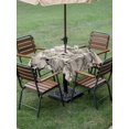 thumbnail image 4 of Outdoor Tablecloth with Umbrella Hole for Patio/Picnic/Party/Camping, Grey Coastal Waterproof Table Cloth Square Cover Washable, Summer Conch Starfish Scallops Vintage Nautical (60"x 60"), 4 of 9