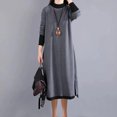 thumbnail image 2 of Ygbgbb Women's Loose Patchwork Solid Color High Neck Long Sleeved Dress (Gray,XXL), 2 of 8