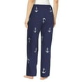 thumbnail image 3 of Goofa Anchor Heart Blue Printed Soft Pajama Pants for Women, Wide Leg Comfy Casual Lounge Yoga Pants-Large, 3 of 9