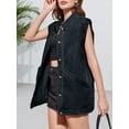thumbnail image 3 of Womens Oversized Sleeveless Denim Vest Classic Button Down Jean Vest Casual Utility Lapel Jean Jacket, 3 of 5