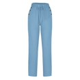 thumbnail image 6 of GigrtiJin Womens 2pc Cotton Linen Casual Pants Straight Leg Elastic High Waist Drawstring Palazzo Trousers with Pockets, 6 of 9